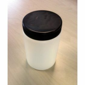 Sample container - round HDPE 1000ml - plug in stopper + black cap