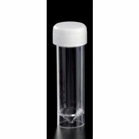 Container 30ml PS conical bottom- selfstanding - white screwcap - NS