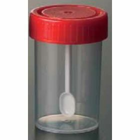 Faeces container 60ml PP + screw cap with spoon