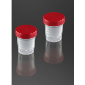 Sample container 125 ml with red screw cap - PP
