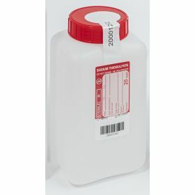 Bottle 1000ml HDPE with sodium thiosulfate 20mg/l, sterile, tamper-evident label, leakproof screw cap with wad