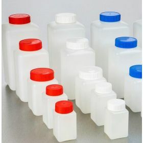 Square bottle HDPE 150ml, white screw cap with seal