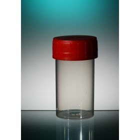 Container TP35 60ml PP red screw cap, aseptic