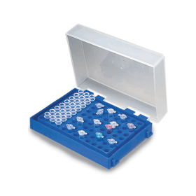 Rack blue for 96 PCR tubes 0,2ml alphan.+lid