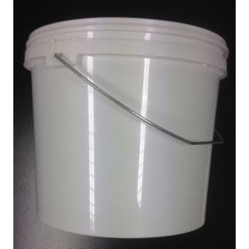 bucket white PP 10 litres + lid + metallic handle