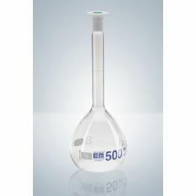 Volumetric flask Hirschmann 2000ml NS29/32 + PP stopper + blue graduation - class A