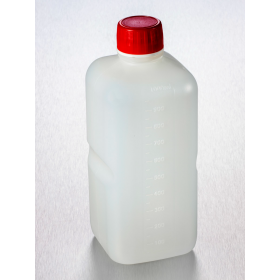 Bottle square 1 L HDPE non-assembled, H 182 mm, D 20 mm, seal