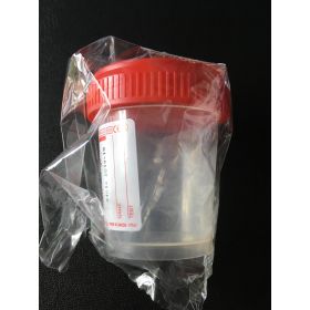 Urine container 60ml PP red screw cap , sterile/1