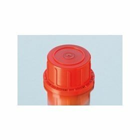 Tamper-evident red screw cap, PP, GL45, for glass square bottles with narrow neck