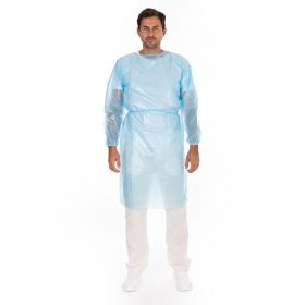 Surgical gown polypropylene/polyethylene, blue, 120x140cm, elastic cuff