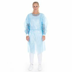 Surgical gown polypropylene/polyethylene, blue, 120x140cm, elastic cuff