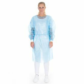 Surgical gown polypropylene/polyethylene, blue, 120x140cm, elastic cuff