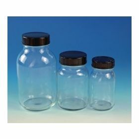 Wide neck bottle - clear glass - with screw cap - 500 ml