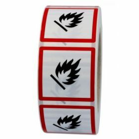 Roll: 1000 x labels GHS Flammable 25 x 25 mm