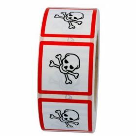 Roll: 1000 x labels GHS Toxic 25 x 25 mm