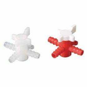 Three-way valve, PP/PE, Ø 5-7mm, NW 4mm, red/white