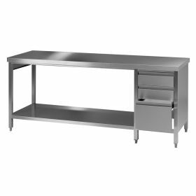 Labo table stainless steel with drawers (R) L150xD75XH90cm