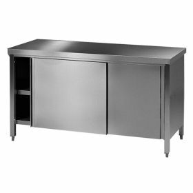 stainless steel lab table with sliding doors (R) L150xD75XH90cm