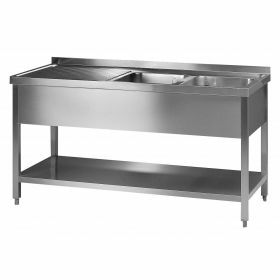 sink table inox with 2 sinks L150XD60XH90cm