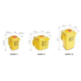 Sharps containers AP Medical Nursy line, square, yellow/red