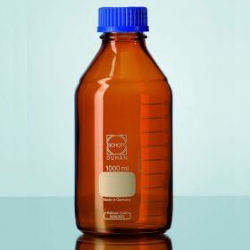 Duran® Amber laboratory bottle, narrow neck with blue cap
