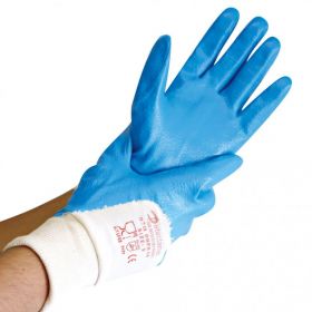 Working glove Cotton NITRIL DETECT - 3/4 Blue DTECT