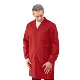 Lab coat men 65% PE - 35% cotton red