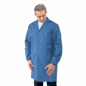 Lab coat men 65% PE - 35% cotton acid resistant azure blue