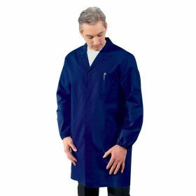 Lab coat men 65% PE - 35% cotton acid resistant blue
