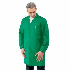 Lab coat men 65% PE - 35% cotton acid resistant green