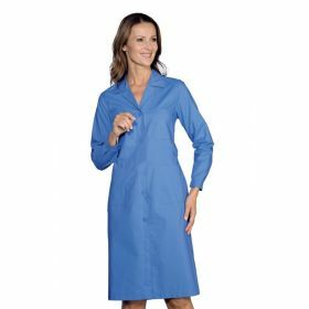 Lab coat women 65% PE - 35% cotton acid resistant blue
