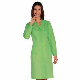 Lab coat women 65% PE - 35% cotton acid resistant green