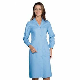 Lab coat women 65% PE - 35% cotton acid resistant light blue