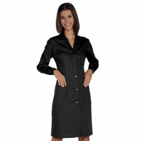 Lab coat women 65% PE - 35% cotton acid resistant black