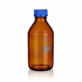 SIMAX Laboratory amber bottle with blue PP cap and GL45 thread