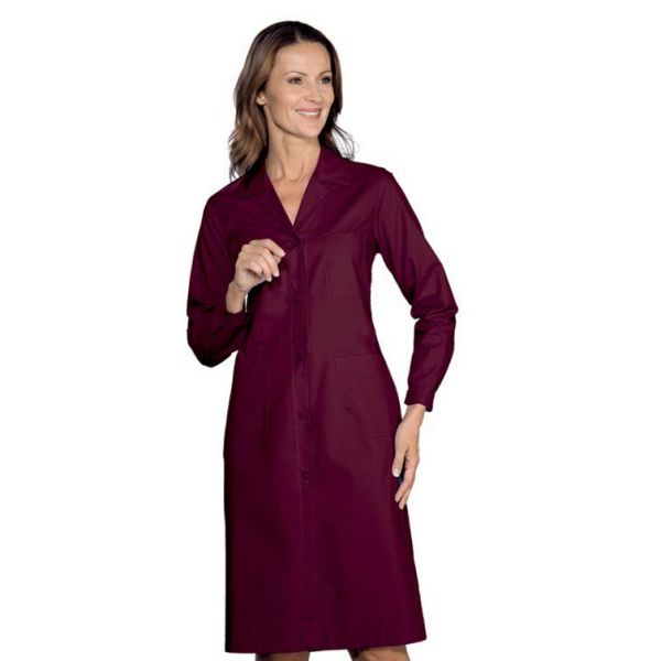 Lab coat women 65 PE 35 cotton burgundy