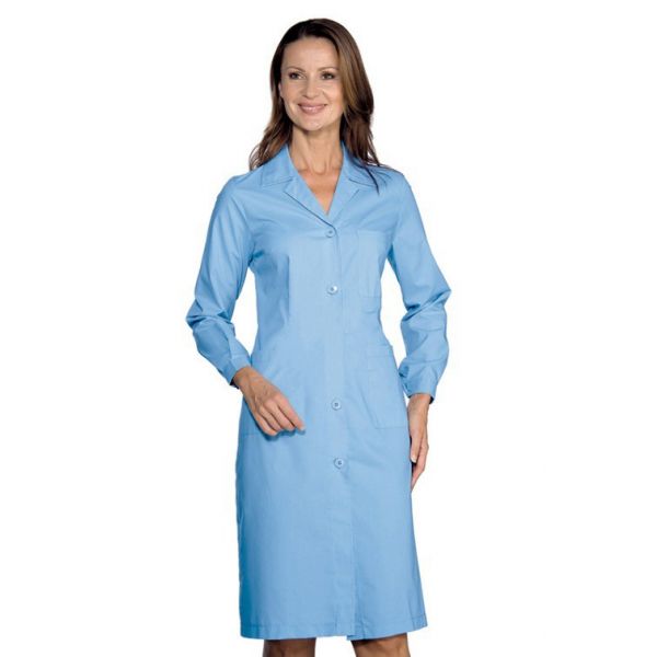 Lab coat women 65 PE 35 cotton light blue