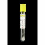 Urine tube round bottom 9ml yellow stopper, vacuum, with boric acid