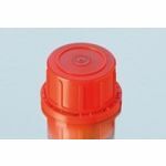 Tamper-evident red screw cap, PP, GL32, for glass square bottles with narrow neck