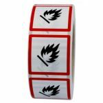 Roll: 1000 x labels GHS Flammable 25 x 25 mm