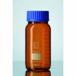 Duran® Wide mouth Amber bottle with blue PP crew-cap GLS80