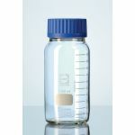 Duran® Wide mouth glass bottle with blue PP screw-cap GLS80