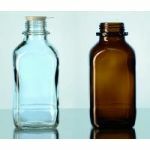 Square Laboratory bottles Duran®  with wide neck, amber, soda lime glass, with screw thread
