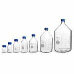 Laboratory bottles with blue PP screw cap 