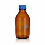 SIMAX Laboratory amber bottle with blue PP cap and GL45 thread